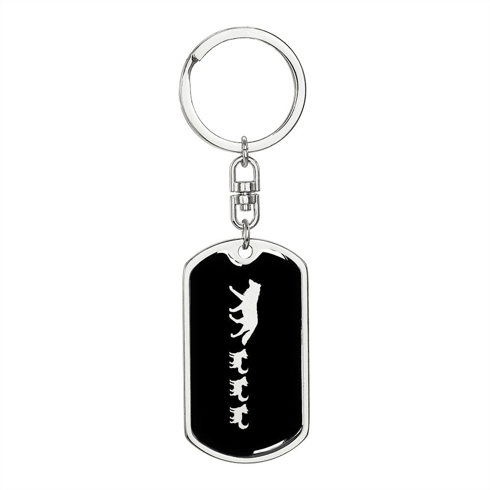 Mama Wolf With 3 Pups v2 - Luxury Dog Tag Keychain