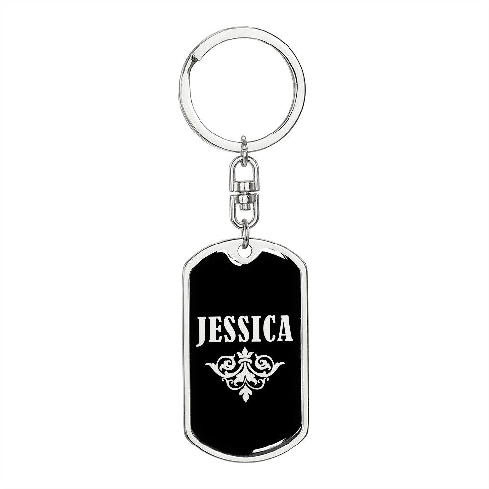 Jessica v02a - Luxury Dog Tag Keychain