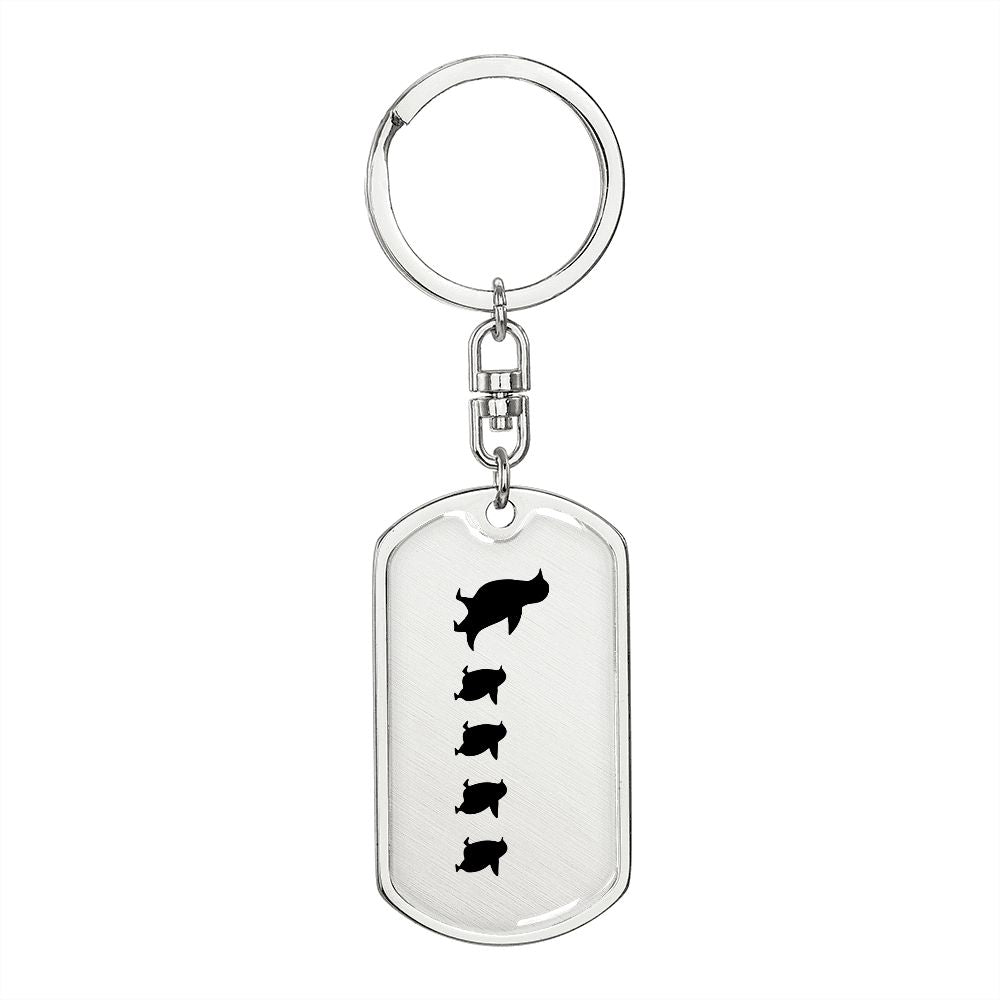 Mama Penguin With 4 Chicks - Luxury Dog Tag Keychain