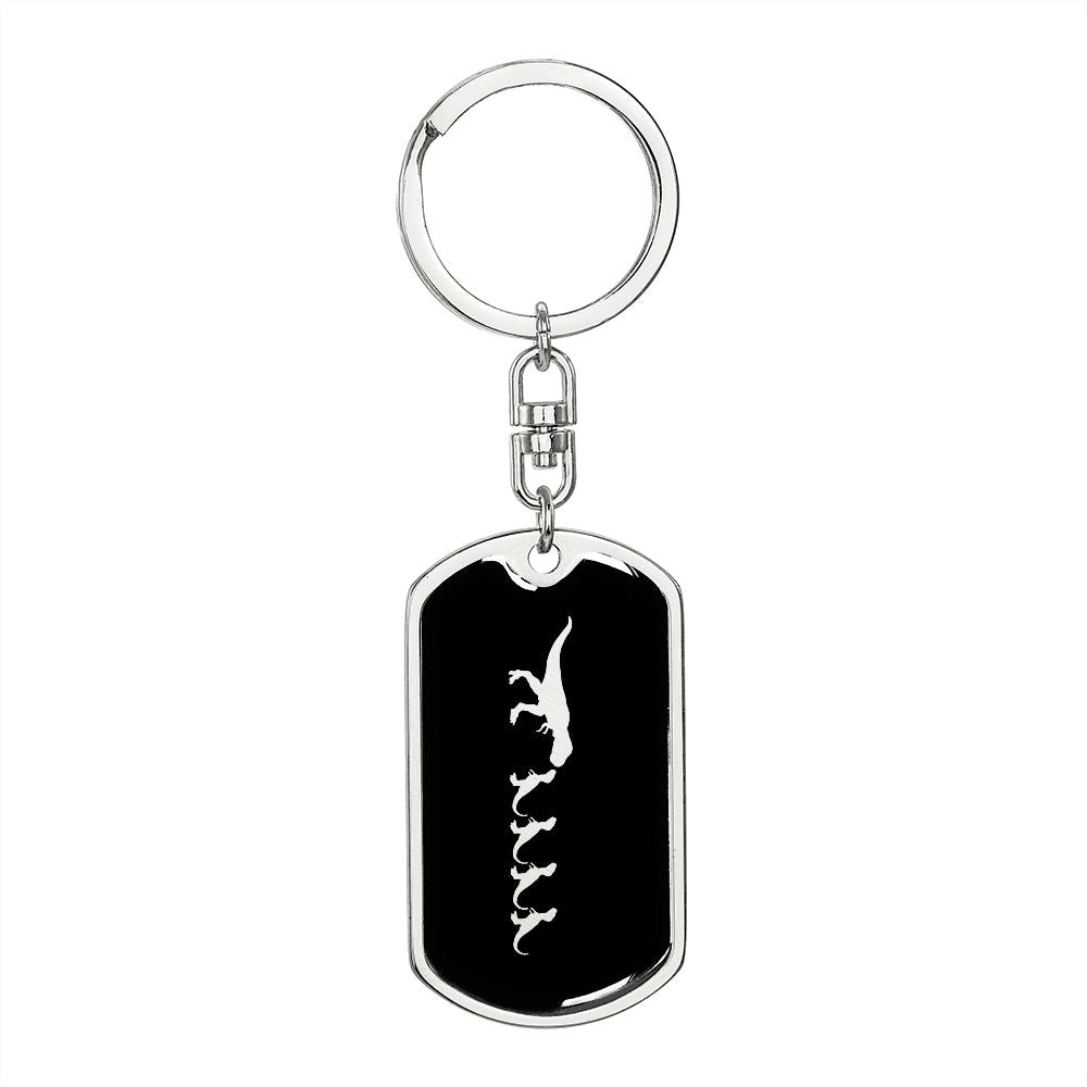 Mama Dinosaur With 4 Hatchlings v2 - Luxury Dog Tag Keychain