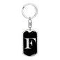 Initial F v2a - Luxury Dog Tag Keychain