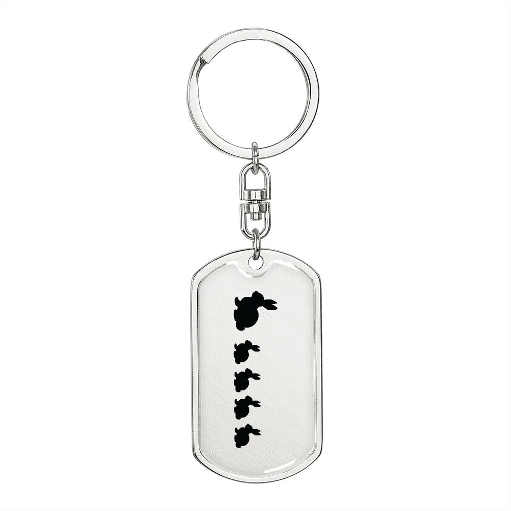 Mama Rabbit With 4 Kittens - Luxury Dog Tag Keychain