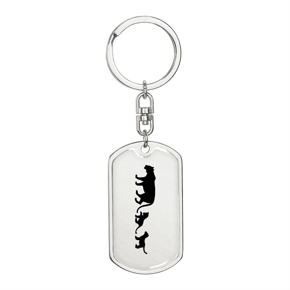 Mama Lioness With 2 Cubs - Luxury Dog Tag Keychain