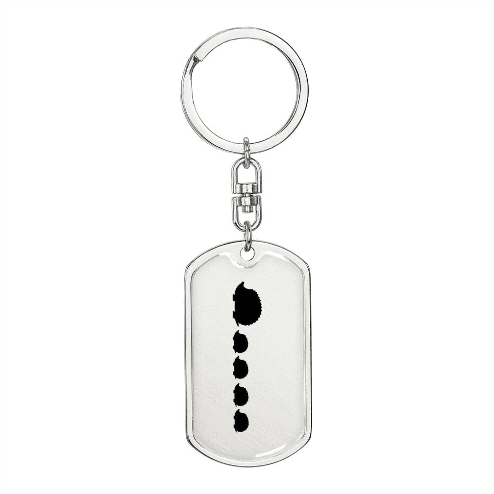 Mama Hedgehog With 4 Hoglets - Luxury Dog Tag Keychain