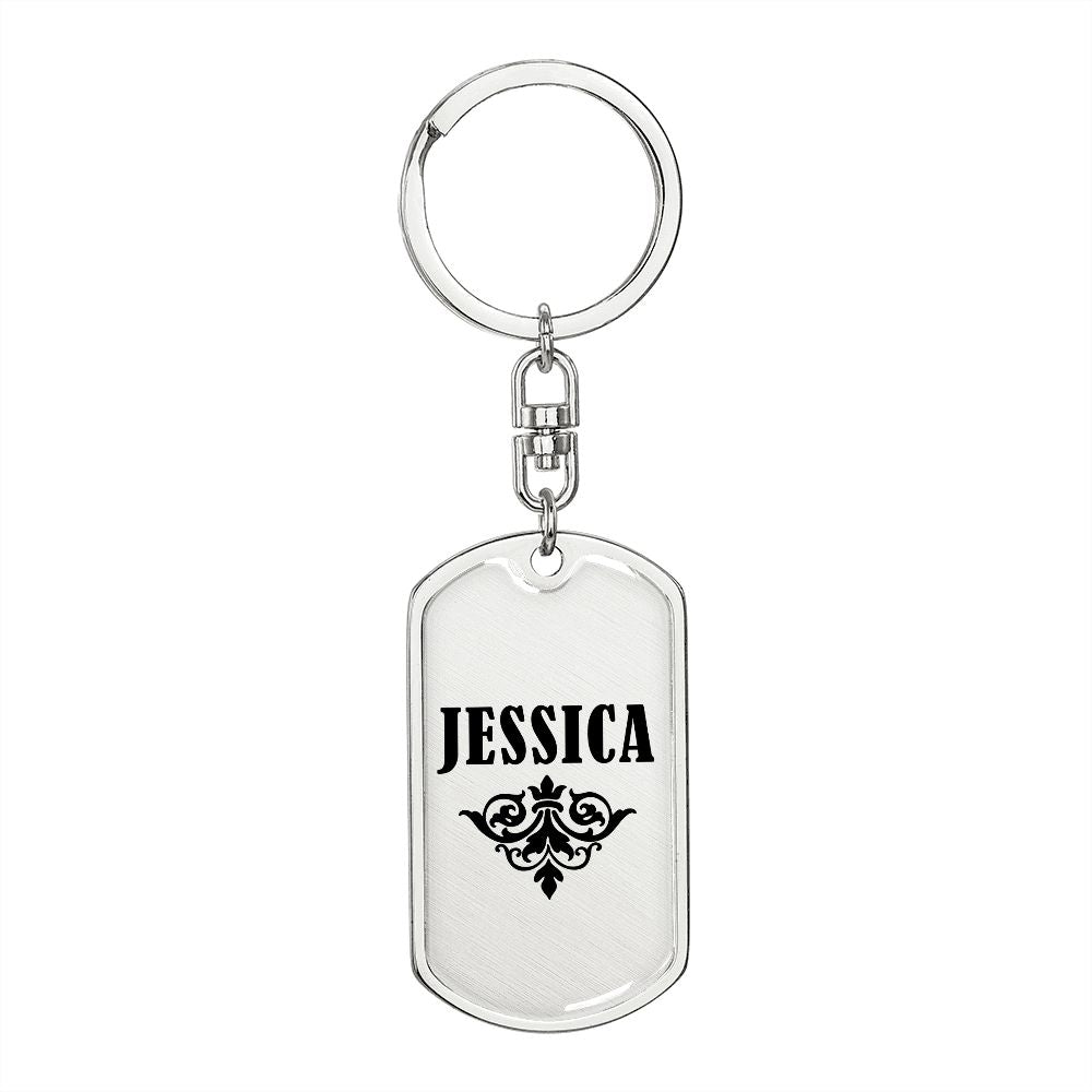 Jessica v01a - Luxury Dog Tag Keychain