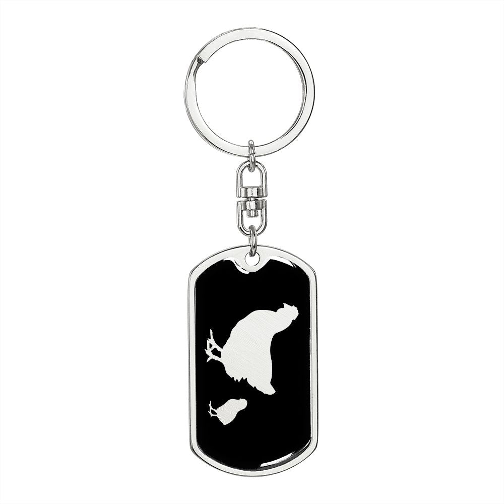 Mama Chicken With 1 Chick v2 - Luxury Dog Tag Keychain
