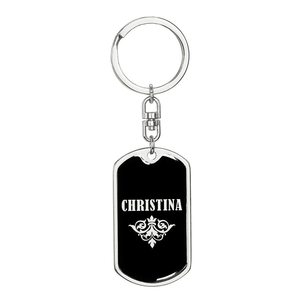 Christina v02a - Luxury Dog Tag Keychain