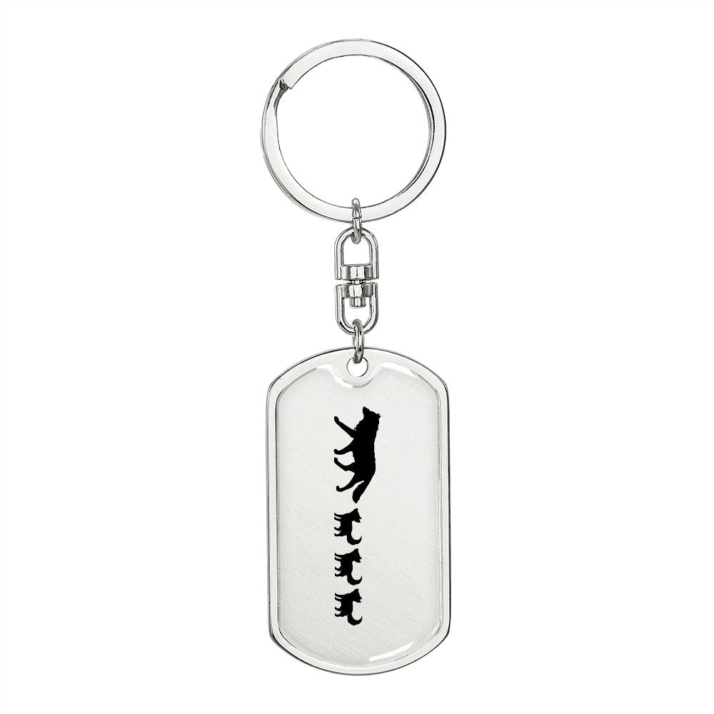 Mama Wolf With 3 Pups - Luxury Dog Tag Keychain