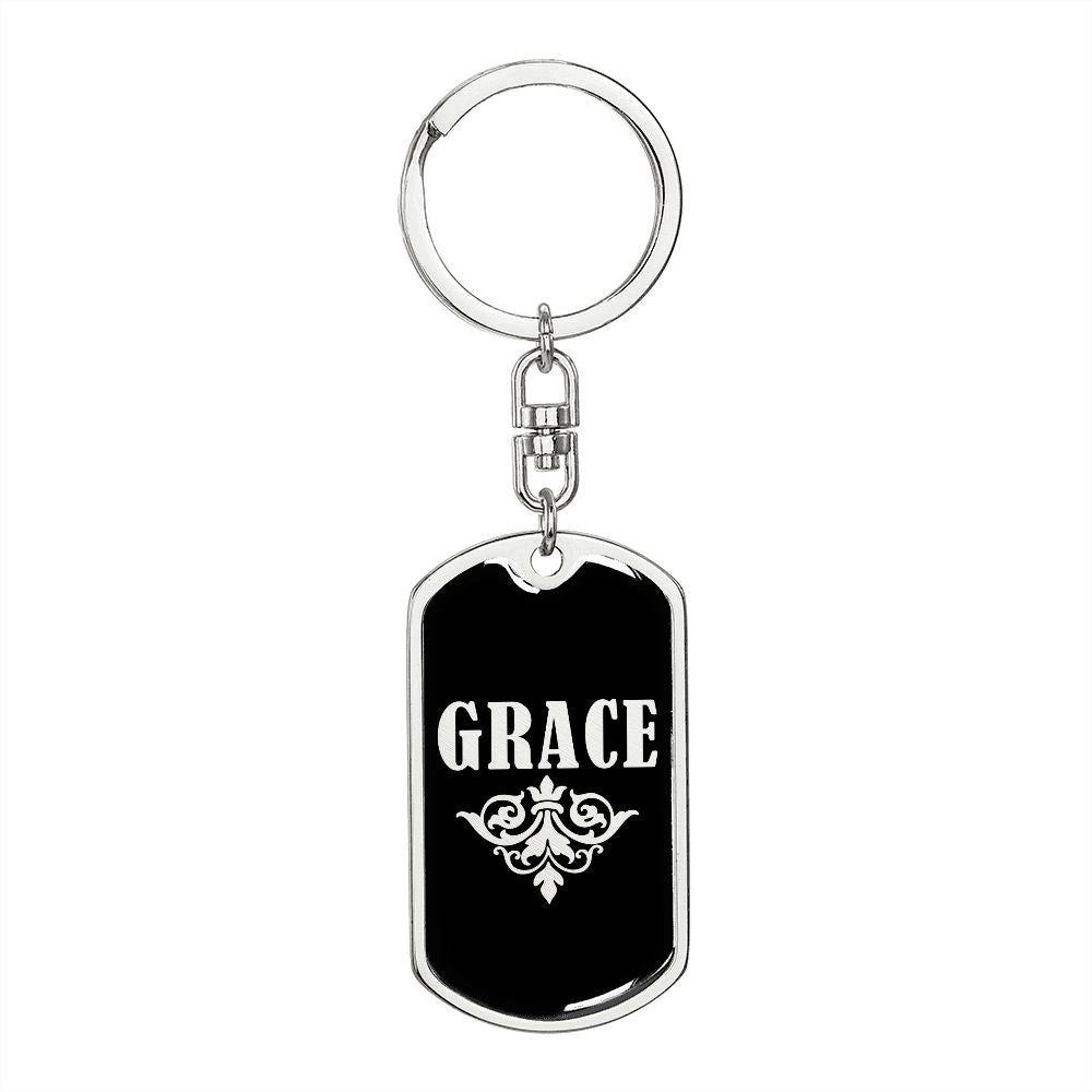 Grace v02a - Luxury Dog Tag Keychain
