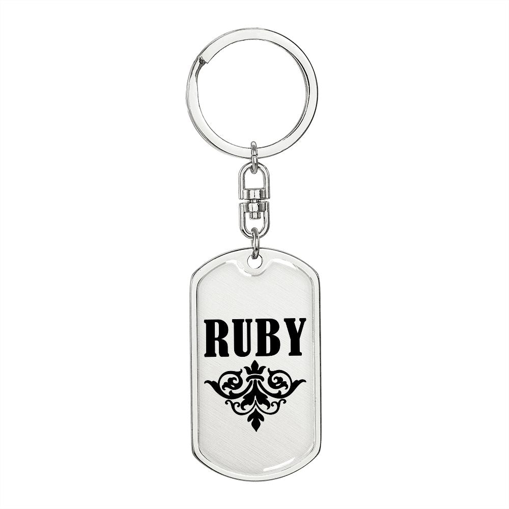 Ruby v01a - Luxury Dog Tag Keychain