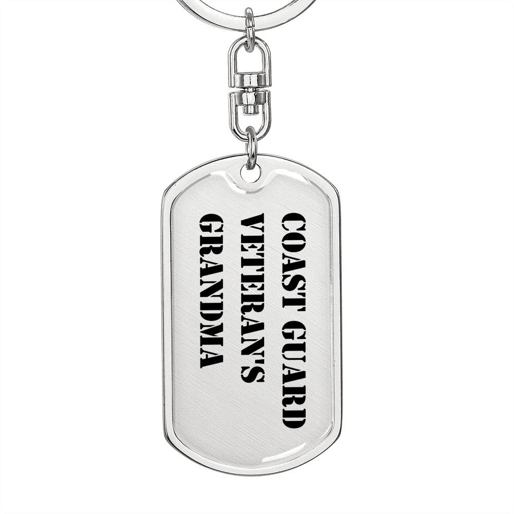 Coast Guard Veteran's Grandma - Luxury Dog Tag Keychain