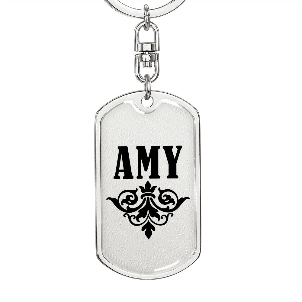 Amy v01a - Luxury Dog Tag Keychain