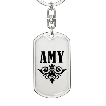 Amy v01a - Luxury Dog Tag Keychain