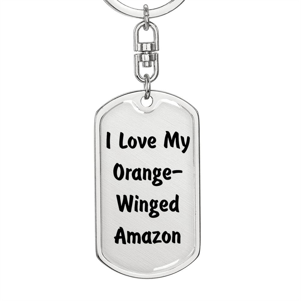Love My Orange-Winged Amazon - Luxury Dog Tag Keychain