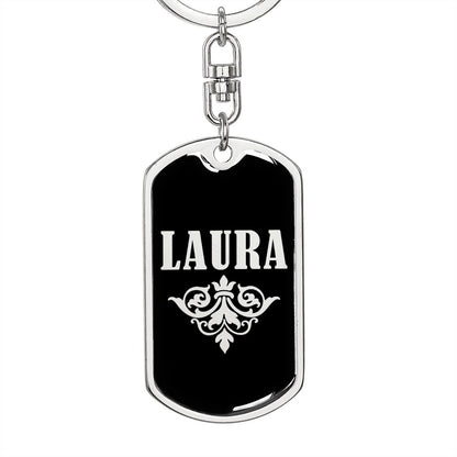 Laura v02a - Luxury Dog Tag Keychain