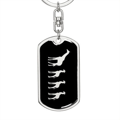 Mama Giraffe With 3 Calves v2 - Luxury Dog Tag Keychain