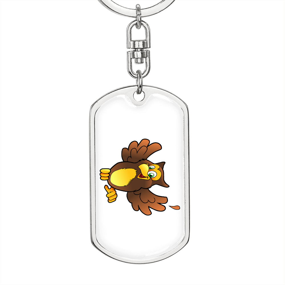 Happy Owl - Luxury Dog Tag Keychain