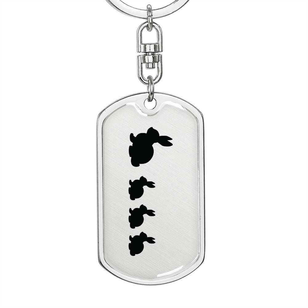 Mama Rabbit With 3 Kittens - Luxury Dog Tag Keychain