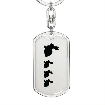Mama Rabbit With 3 Kittens - Luxury Dog Tag Keychain