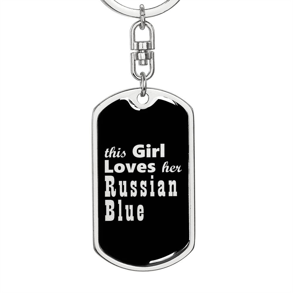 Russian Blue v2 - Luxury Dog Tag Keychain