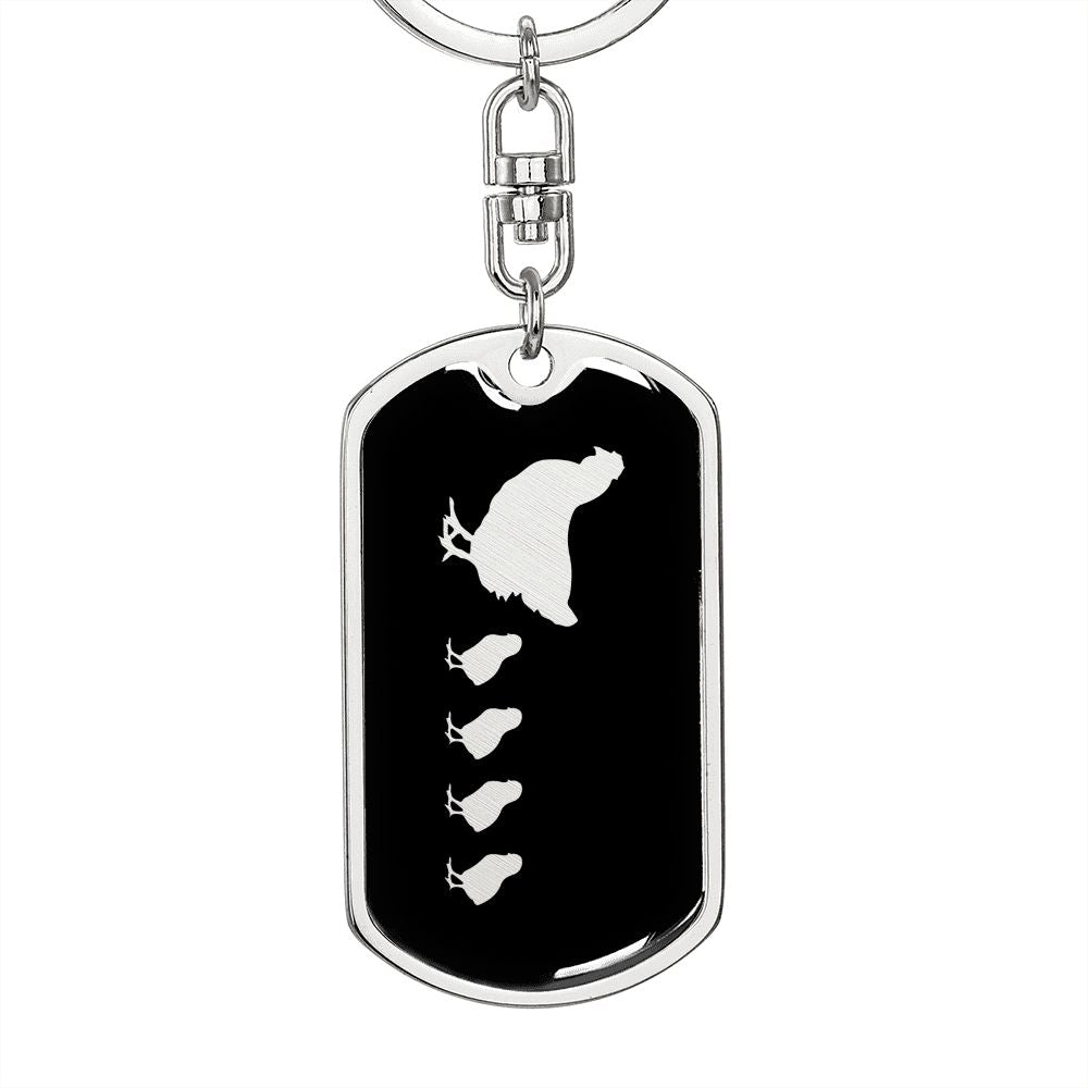 Mama Chicken With 4 Chicks v2 - Luxury Dog Tag Keychain