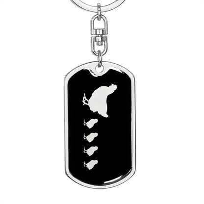 Mama Chicken With 4 Chicks v2 - Luxury Dog Tag Keychain
