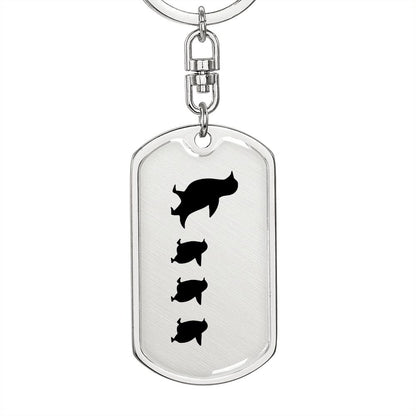 Mama Penguin With 3 Chicks - Luxury Dog Tag Keychain