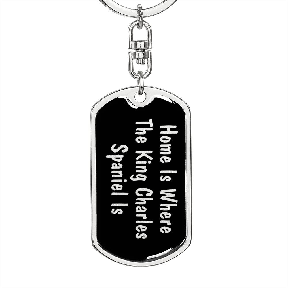 King Charles Spaniel's Home v2 - Luxury Dog Tag Keychain