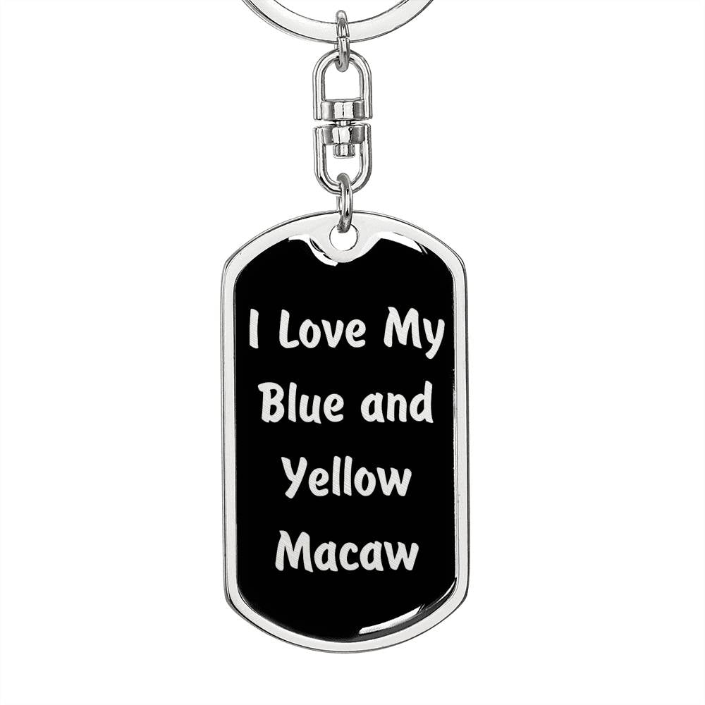Love My Blue and Yellow Macaw v2 - Luxury Dog Tag Keychain