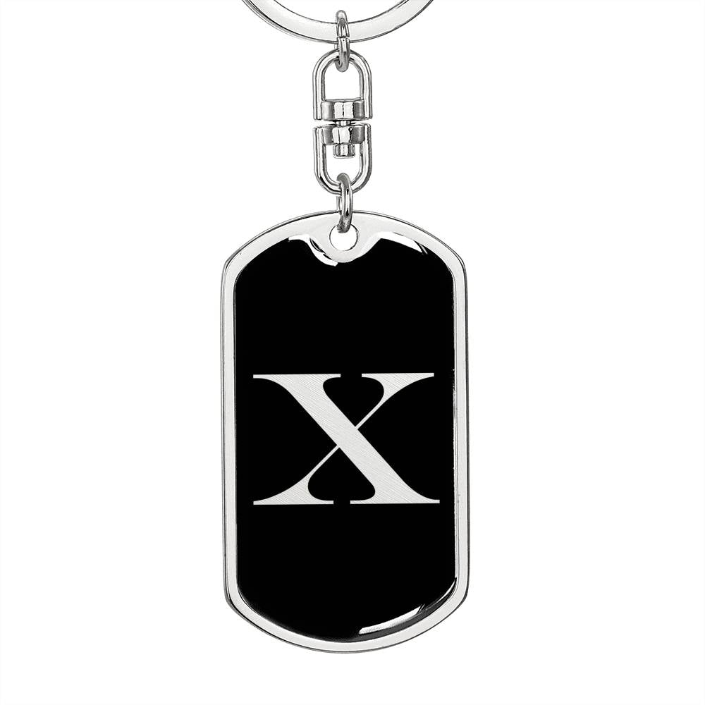 Initial X v2a - Luxury Dog Tag Keychain