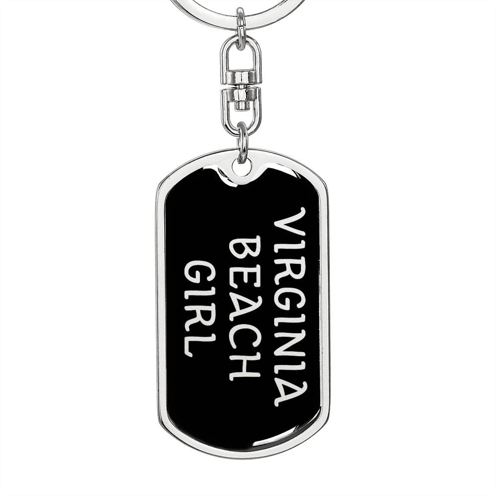 Virginia Beach Girl v5 - Luxury Dog Tag Keychain