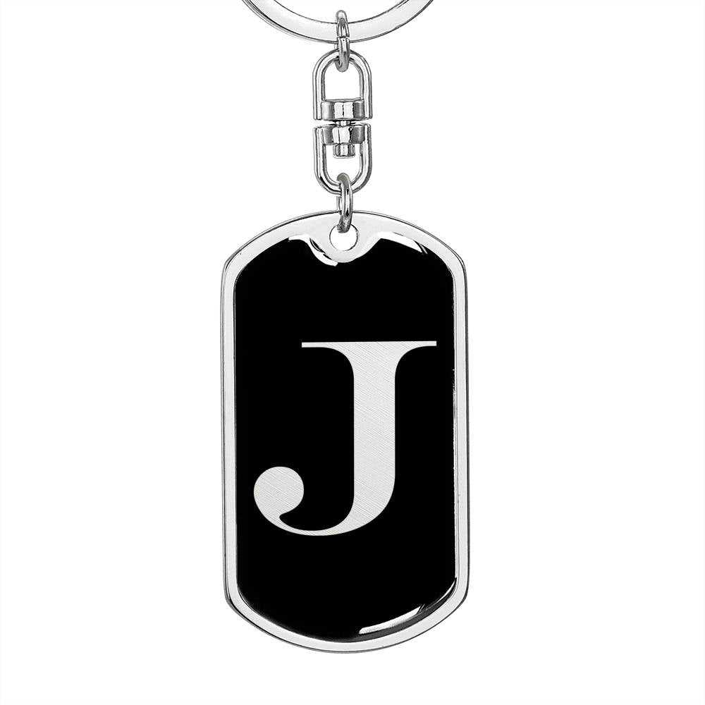 Initial J v2a - Luxury Dog Tag Keychain