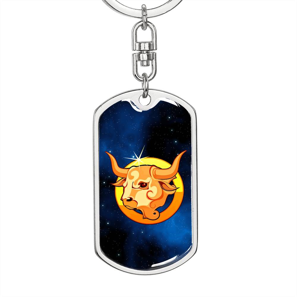 Zodiac Sign Taurus - Luxury Dog Tag Keychain