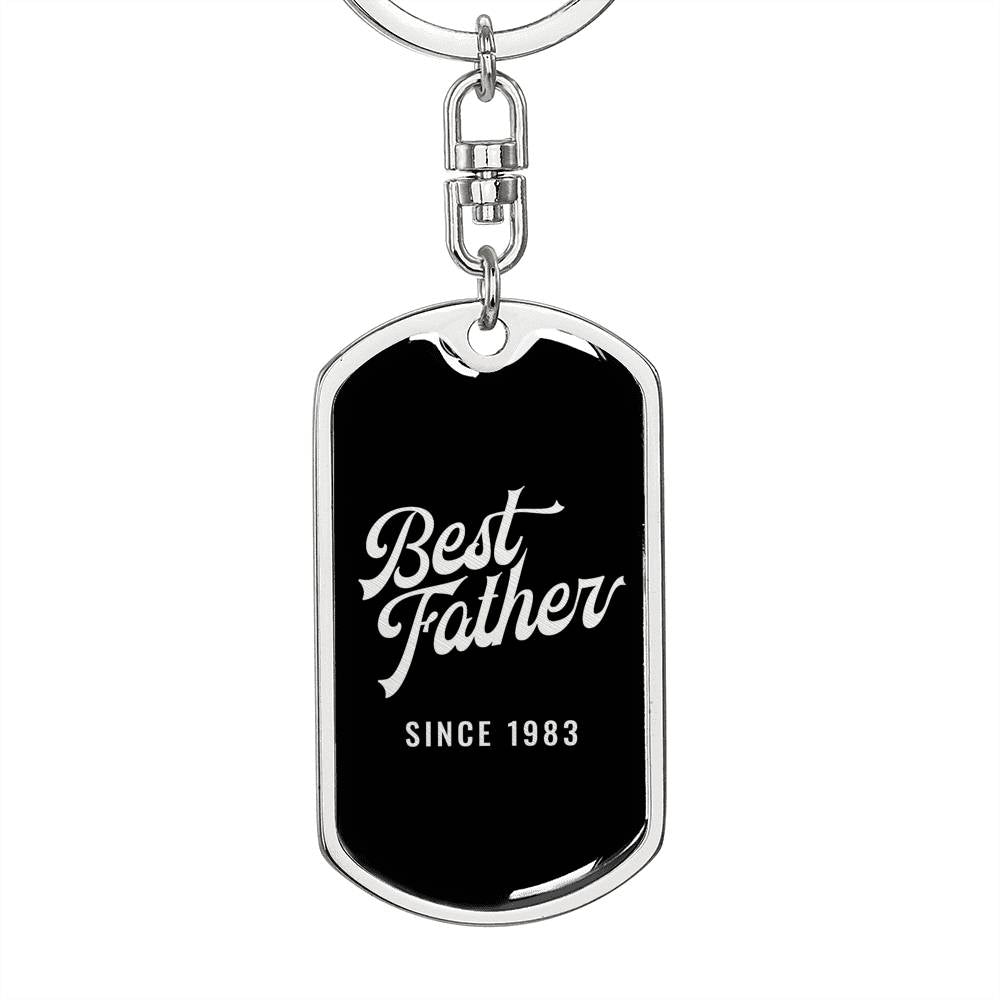 Best Father Since 1983 v3 - Luxury Dog Tag Keychain