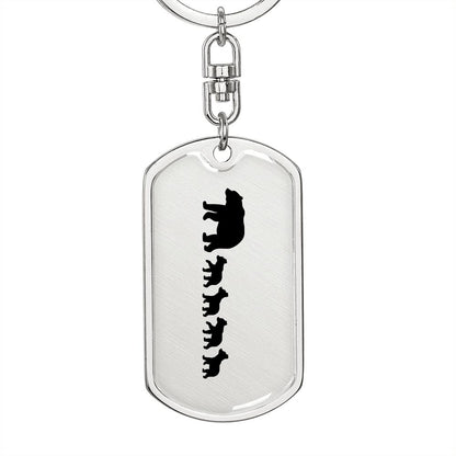 Mama Bear With 4 Cubs - Luxury Dog Tag Keychain