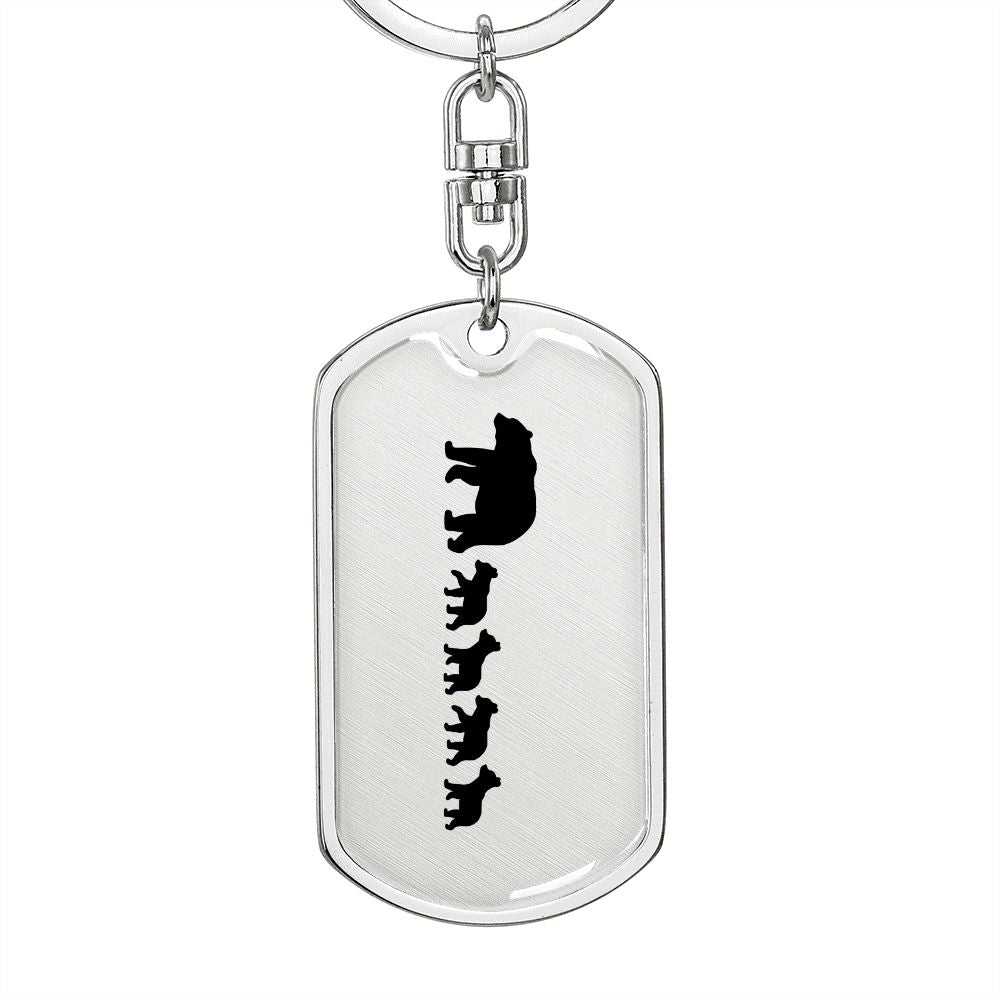 Mama Bear With 4 Cubs - Luxury Dog Tag Keychain
