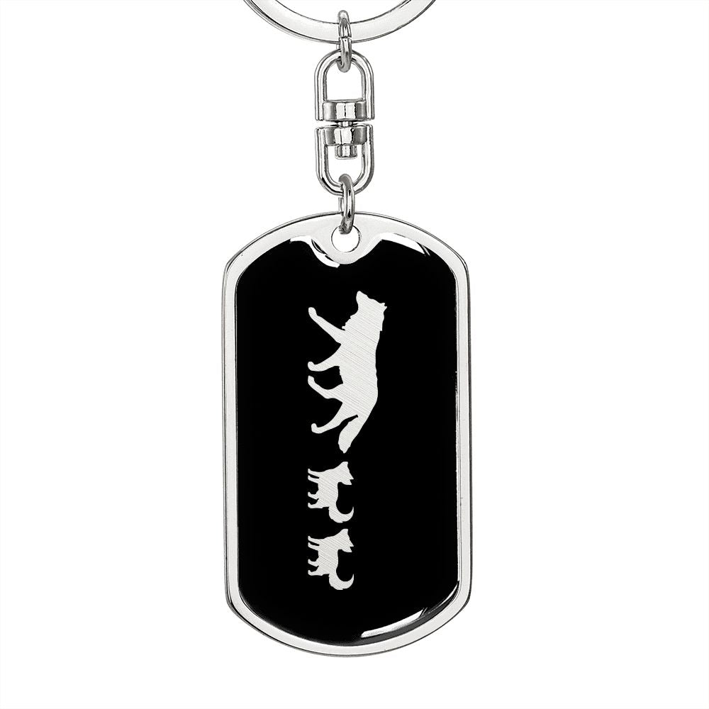 Mama Wolf With 2 Pups v2 - Luxury Dog Tag Keychain