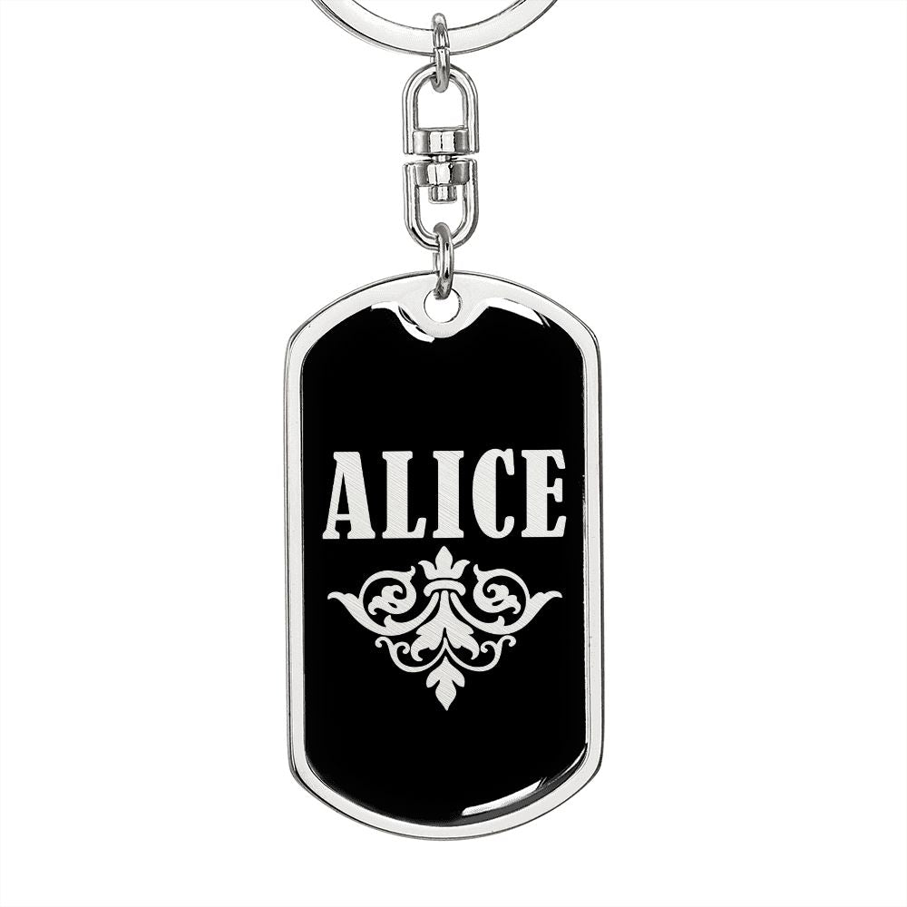 Alice v02a - Luxury Dog Tag Keychain