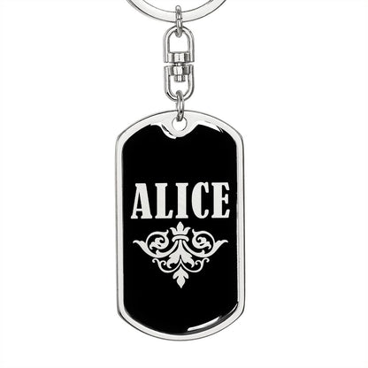 Alice v02a - Luxury Dog Tag Keychain