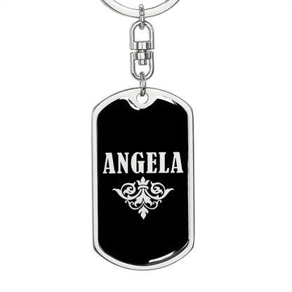 Angela v02a - Luxury Dog Tag Keychain