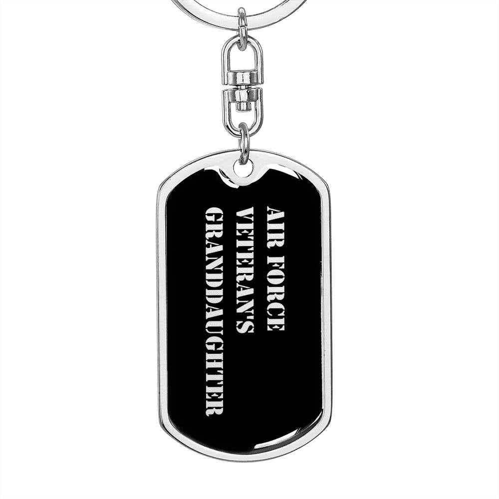 Air Force Veteran's Granddaughter v2 - Luxury Dog Tag Keychain