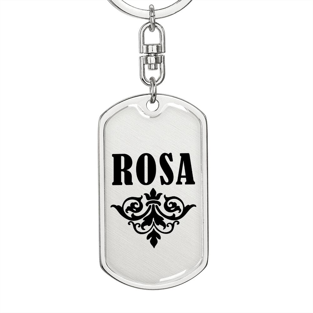 Rosa v01a - Luxury Dog Tag Keychain