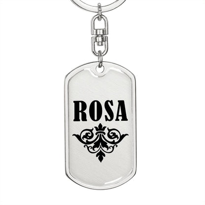 Rosa v01a - Luxury Dog Tag Keychain