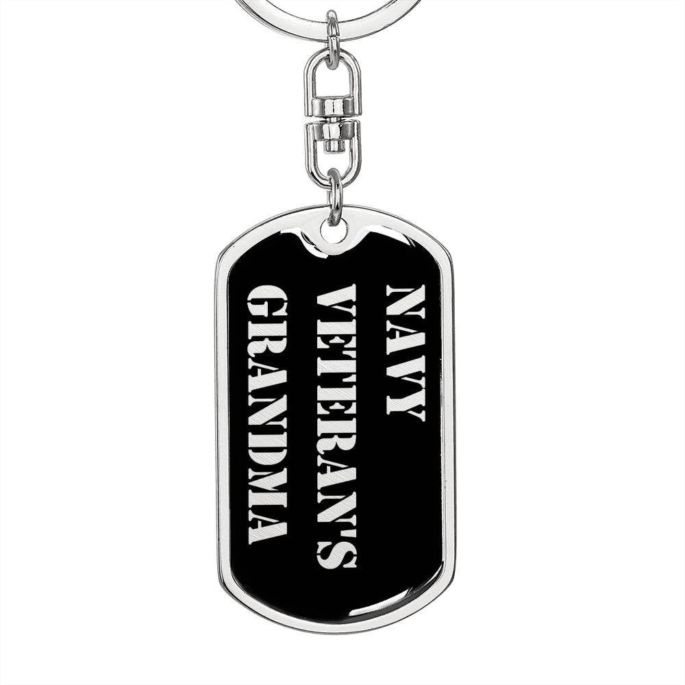Navy Veteran's Grandma v2 - Luxury Dog Tag Keychain