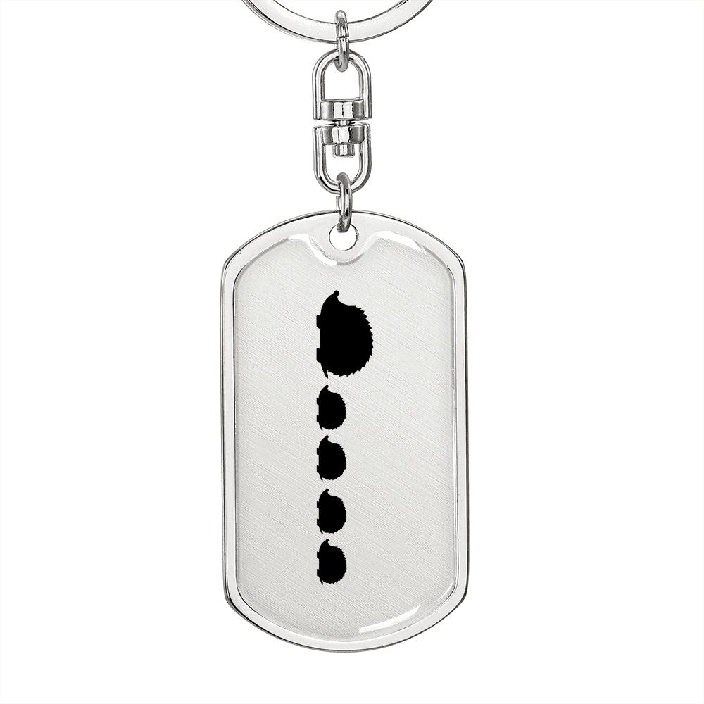 Mama Hedgehog With 4 Hoglets - Luxury Dog Tag Keychain