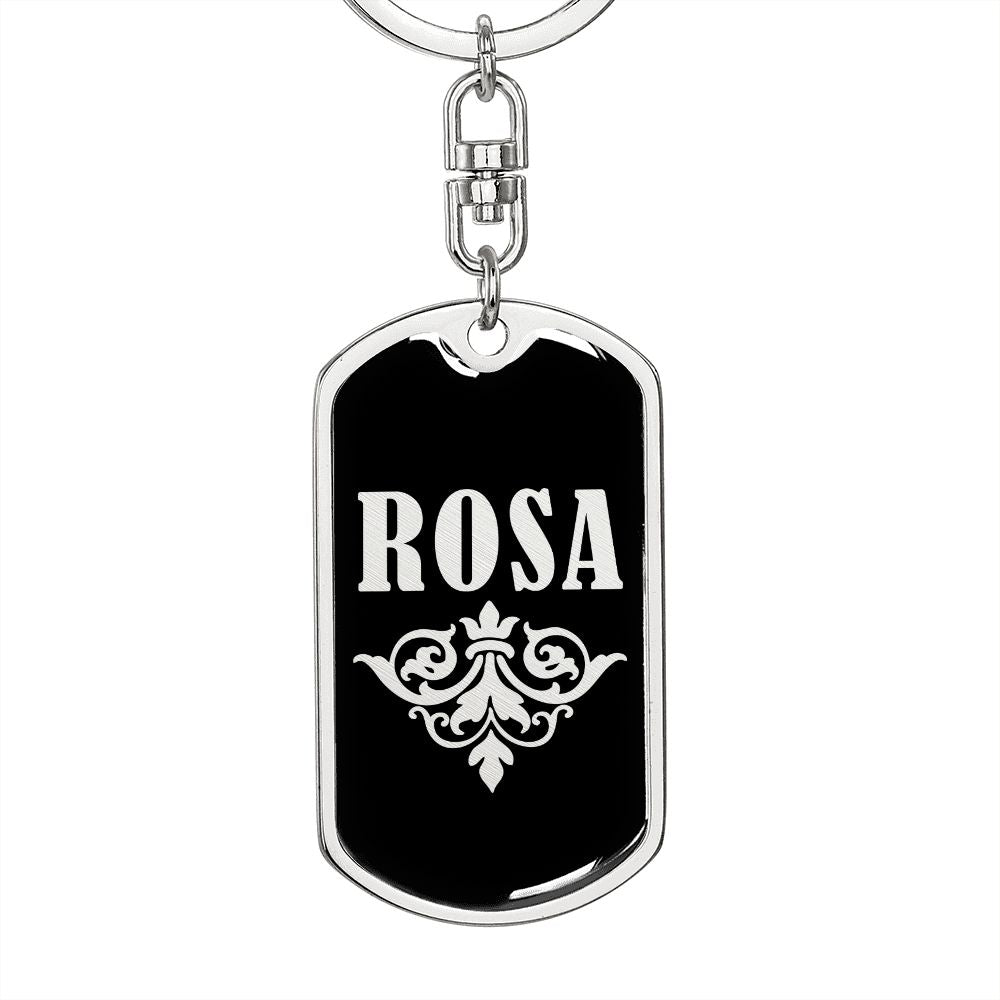 Rosa v02a - Luxury Dog Tag Keychain