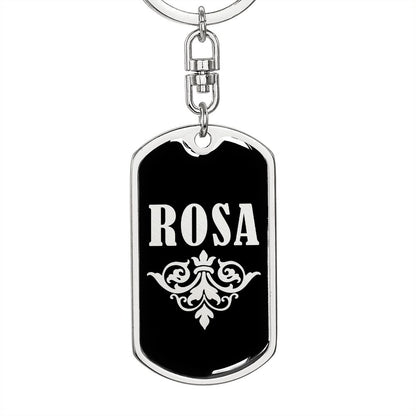 Rosa v02a - Luxury Dog Tag Keychain