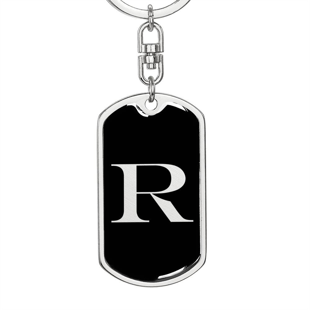 Initial R v2a - Luxury Dog Tag Keychain