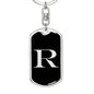 Initial R v2a - Luxury Dog Tag Keychain