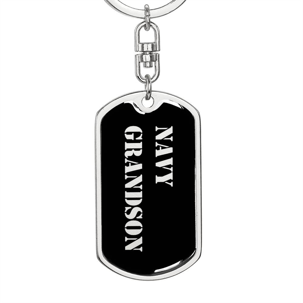 Navy Grandson v2 - Luxury Dog Tag Keychain